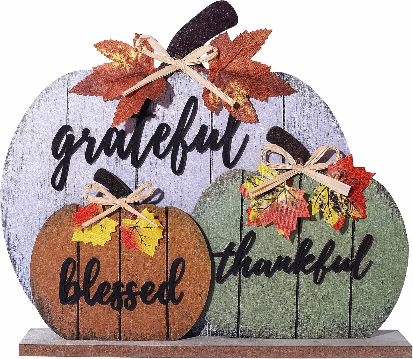 Fall Decorations for Home Blessed Grateful Thankful Fall Decor Wooden Pumpkin Tabletop Signs for Home