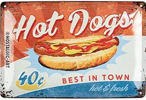 Nostalgic-Art Retro Tin Sign, 7.9" x 11.8", USA Diner Hot Dogs