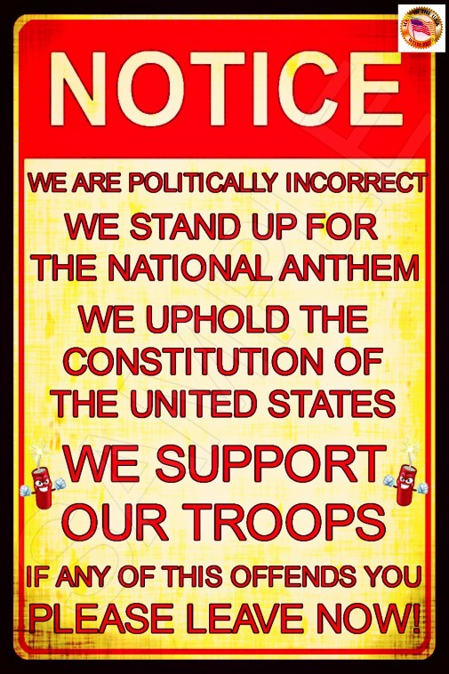 POLITICALLY INCORRECT MADE IN USA METAL SIGN 8X12 MAN CAVE BAR NATIONAL ANTHEM