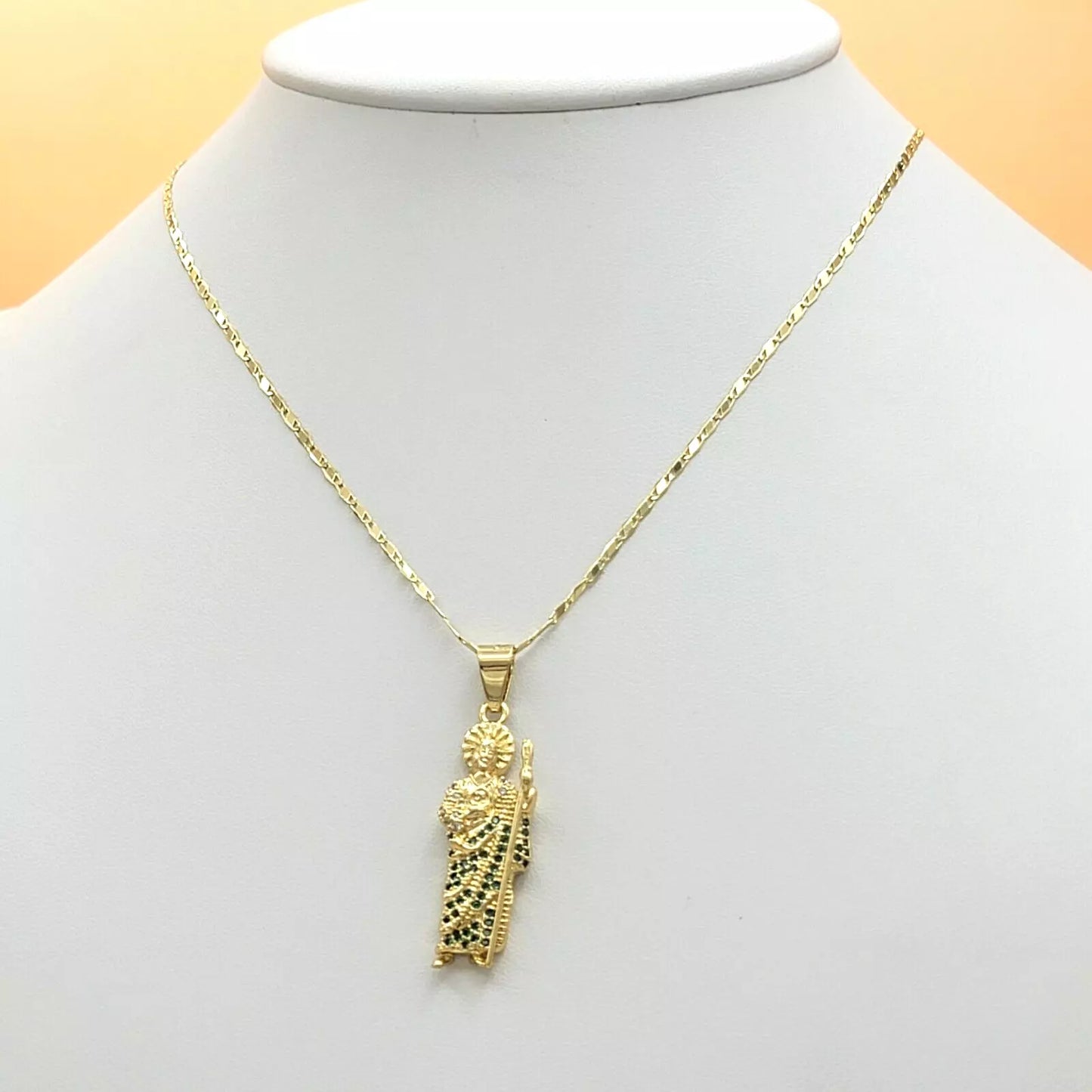 14K Gold Plated Saint Jude pendant w 20" chain Medalla San Judas