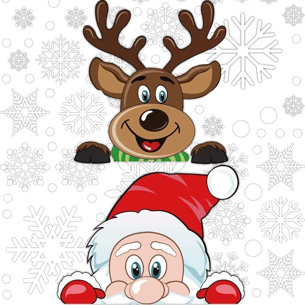 300 PCS 8 Sheet Christmas Snowflake Window Cling Stickers for Glass, Xmas Decals