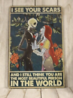 Nightmare Before Christmas Tin Sign Movie Poster Jack Sally I See Your Scars