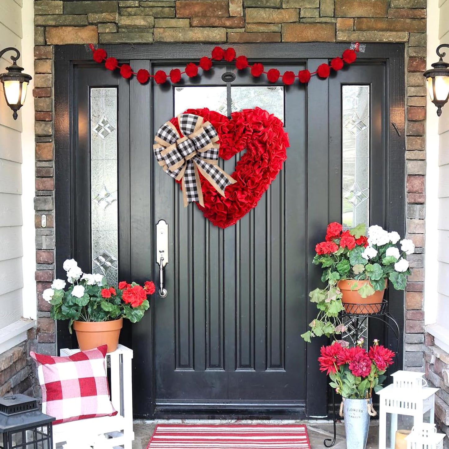 Valentines Day Decor - Wreaths for Front Door Outside 17" Valentine Decorations for The Home Heart Shaped