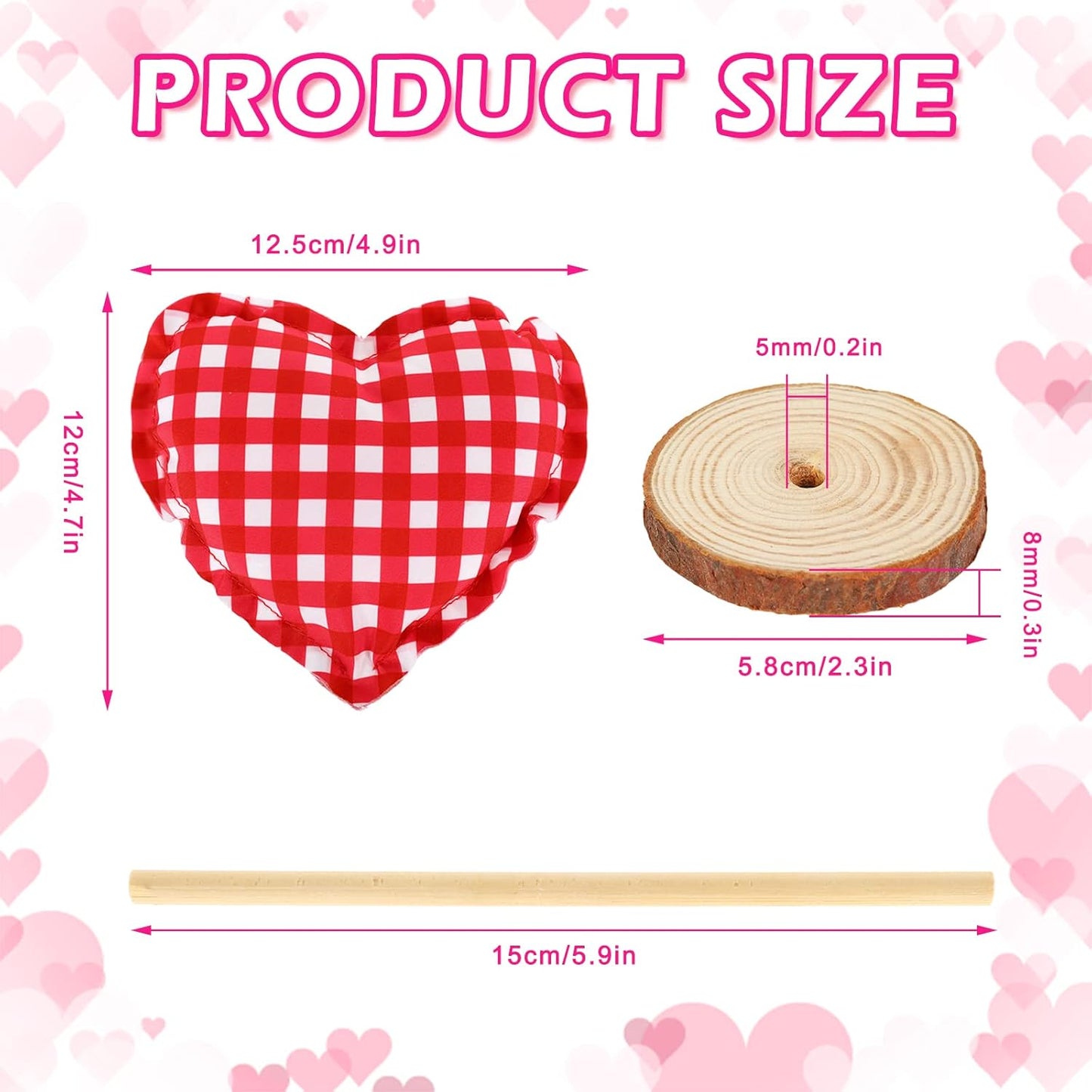 5Pcs Valentine's Day Fabric Tall Standing Heart Block Set Heart Tabletop Centerpiece Sign Wood Valentine Heart Standing Blocks