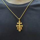 Stainles Steel Jewelry 24K Gold Plated Caravaca Crucifix Cross Pendant w chain