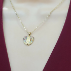 14K Gold Plated Our Lady of Guadalupe Multicolor CZ Wings Heart Pendant Necklace