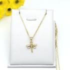 14k Gold Plated CZ dragonfly Pendant Necklace. Symbol of Change & Transformation