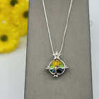 Rhodium Plated Planet Stars Galaxy Necklace Pendant & Chain