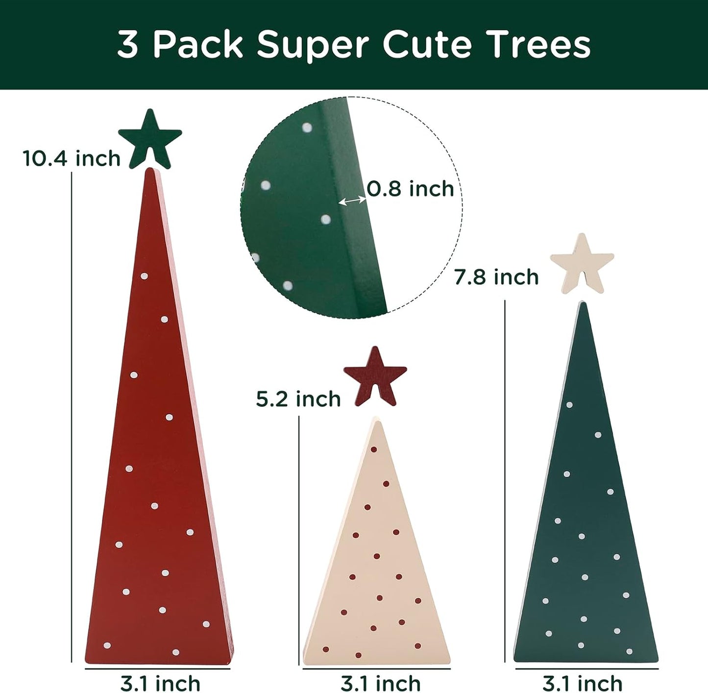 Three Sizes Wooden Christmas Tree Sign with Star-Christmas Decorations for Home Shelf Mantel Fireplace Table Party Decor