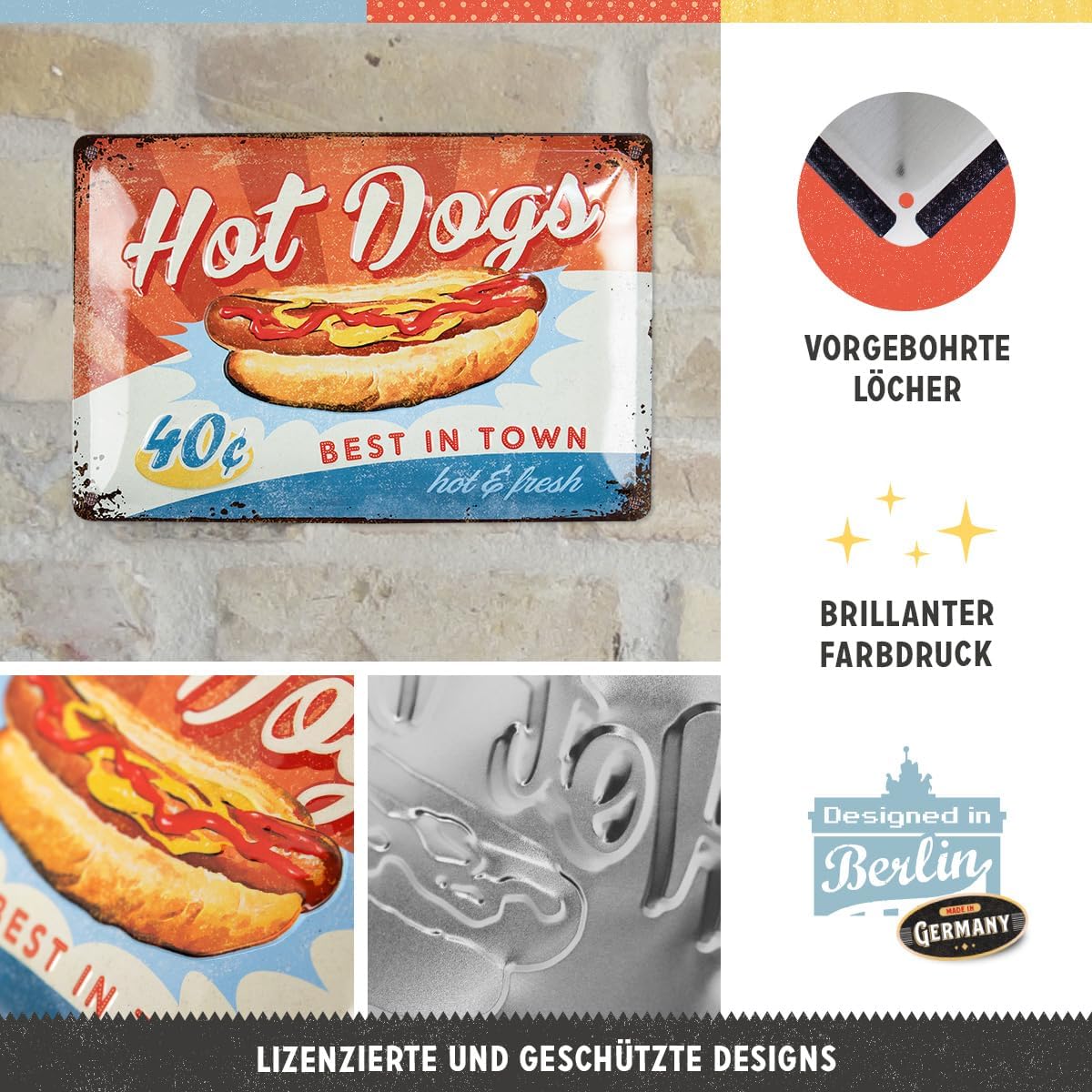 Nostalgic-Art Retro Tin Sign, 7.9" x 11.8", USA Diner Hot Dogs