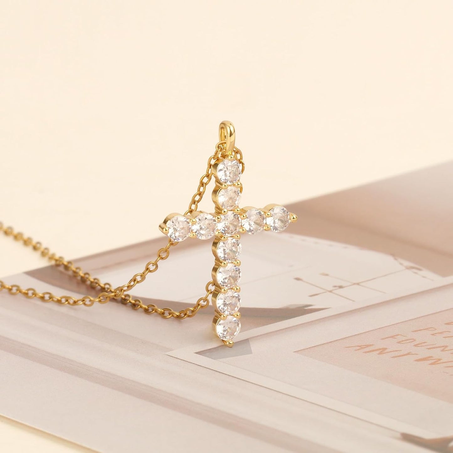 Cross Necklace for Women Gold Jewelry-14K Gold Plated Silver Cross Cubic Zirconia Pendant Necklaces for Women-Trendy Gold Gifts for Women