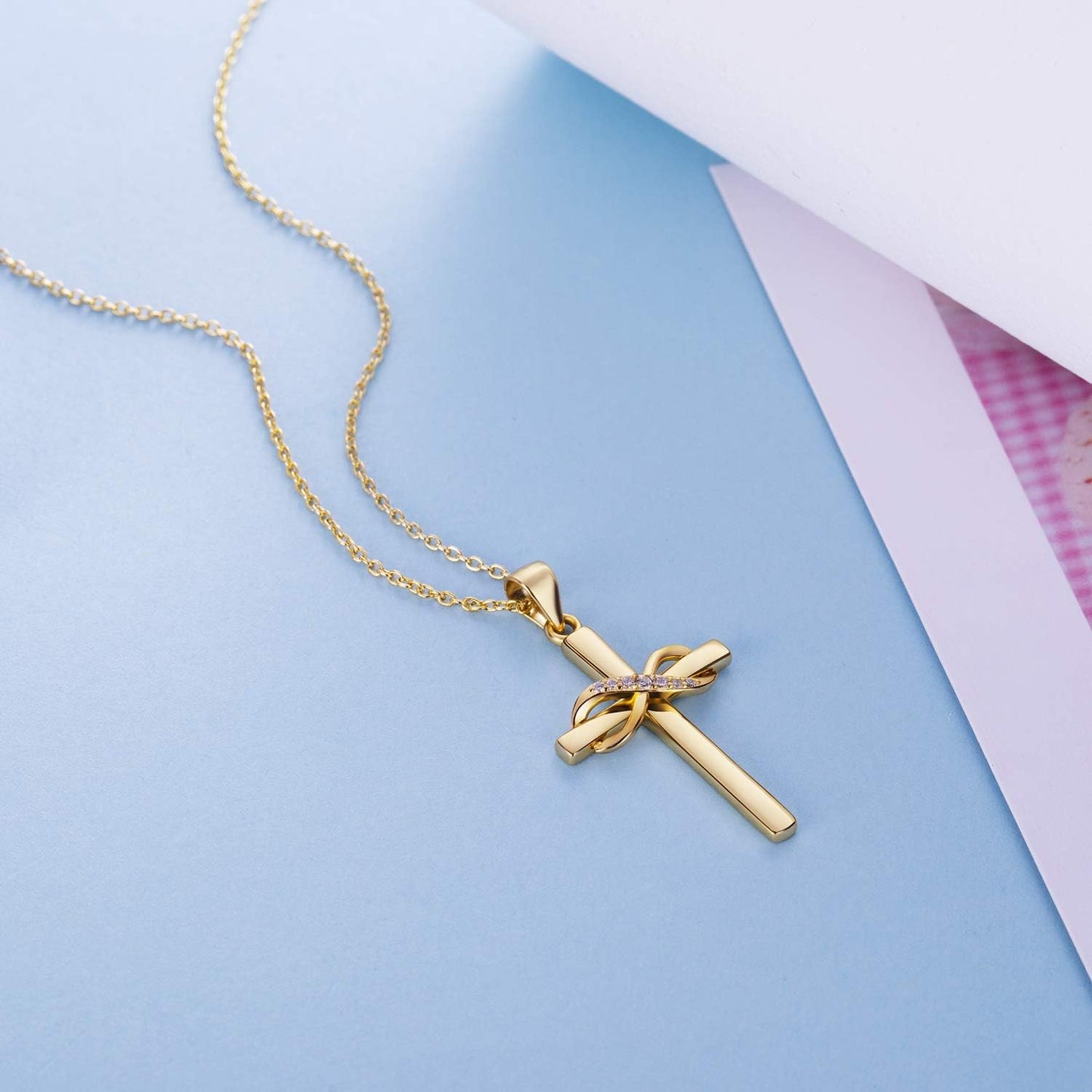 Silver Cross Necklace for Women Infinity Necklace 14K Rose Gold Plated Necklaces for Festival, Vacation or Holiday
