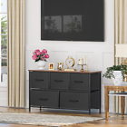 5 Drawer Fabric Dresser Storage Tower Closet Organizer Unit for Bedroom, Black