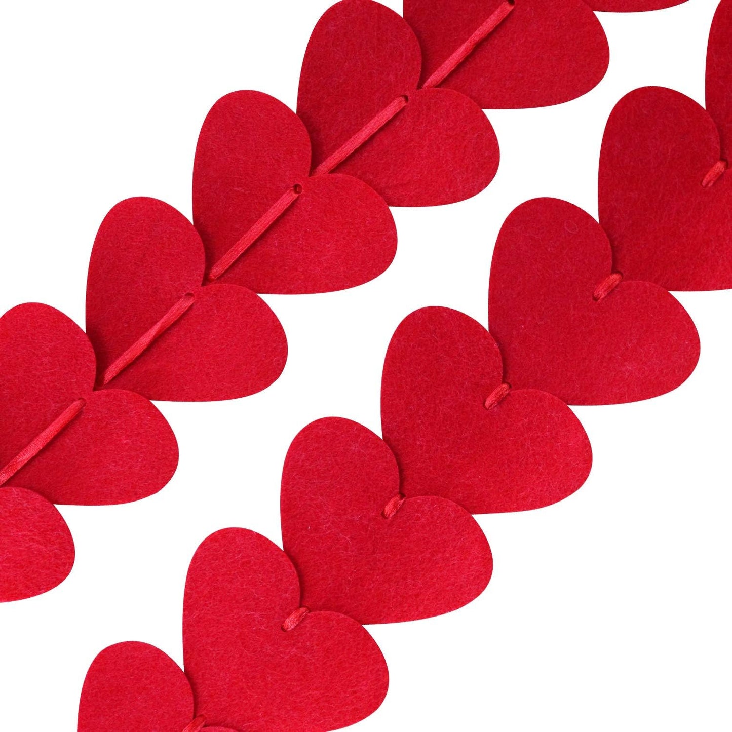 72 Red Hearts Felt Garland - NO DIY - Valentines Day Red Heart Hanging String Garland