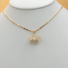 18K Gold Plated Clear CZ Queen Bee Pendant & Chain Necklace. Diligence Wisdom