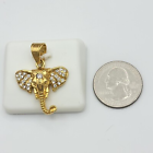 Stainless Steel & Gold Plated CZ Elephant Good Luck Symbol Pendant Necklace