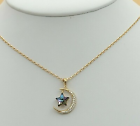 18K Gold Plated Crescent Moon & Movable Shiny Crystal Star Pendant Necklace