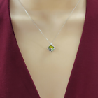 Rhodium Plated Planet Stars Galaxy Necklace Pendant & Chain