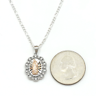 925 Solid Sterling Silver Our Lady Virgen Guadalupe Two Color Pendant Necklace