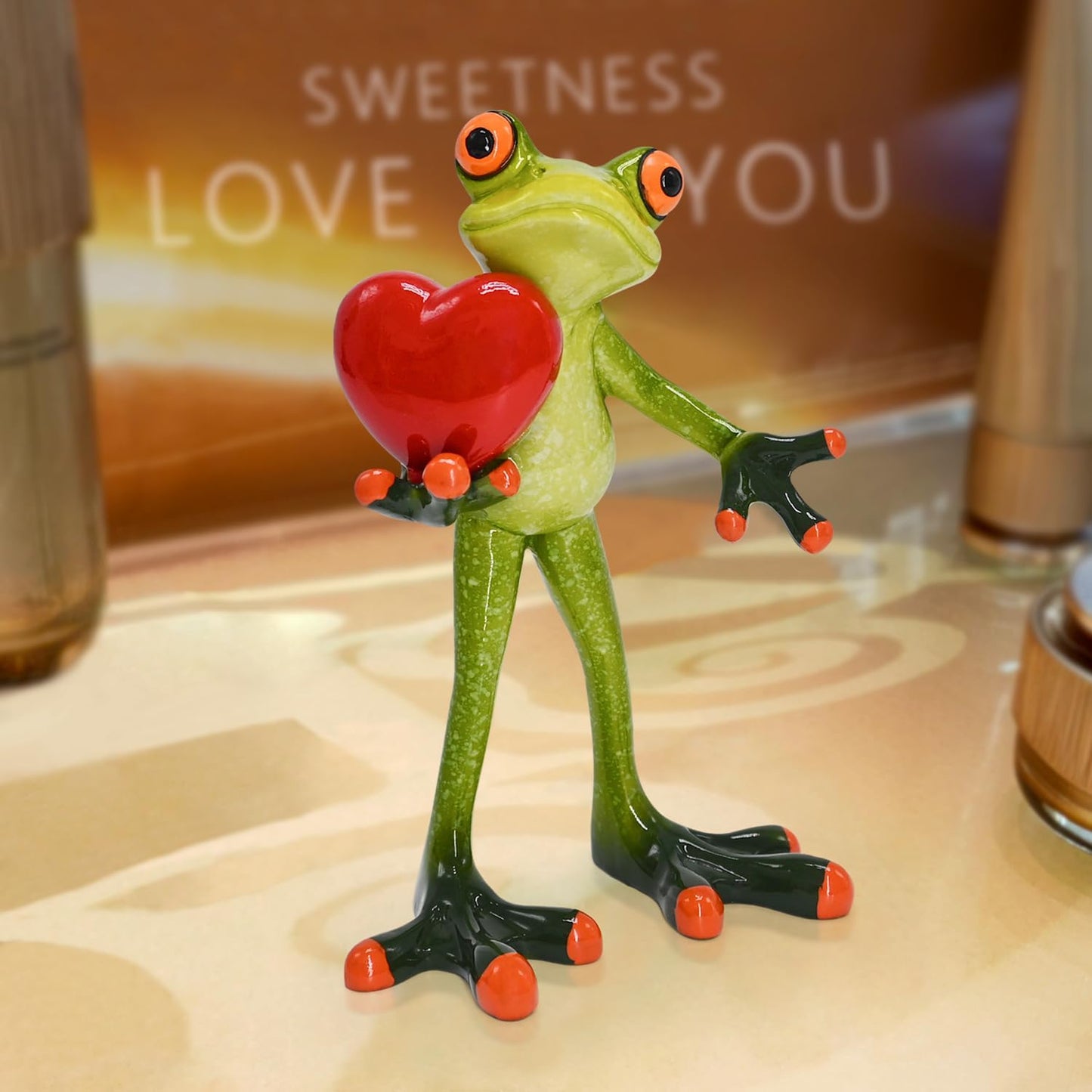 Frog Figurine Home Decor Gift for Women Mom Girl Collectible Statue Office Desk Table Shelf