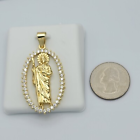 14K Gold Plated Saint Jude pendant w chain Medalla San Judas