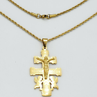Stainles Steel Jewelry 24K Gold Plated Caravaca Crucifix Cross Pendant w chain