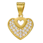 Stainless Steel 14K Gold Plated Heart Pendant Necklace & Curb Link Chain Jewelry
