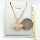 18K Gold Plated Clear CZ Queen Bee Pendant & Chain Necklace. Diligence Wisdom