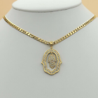 Yellow Gold Plated Hamsa Necklace Fatima Hand God Charm Pendant