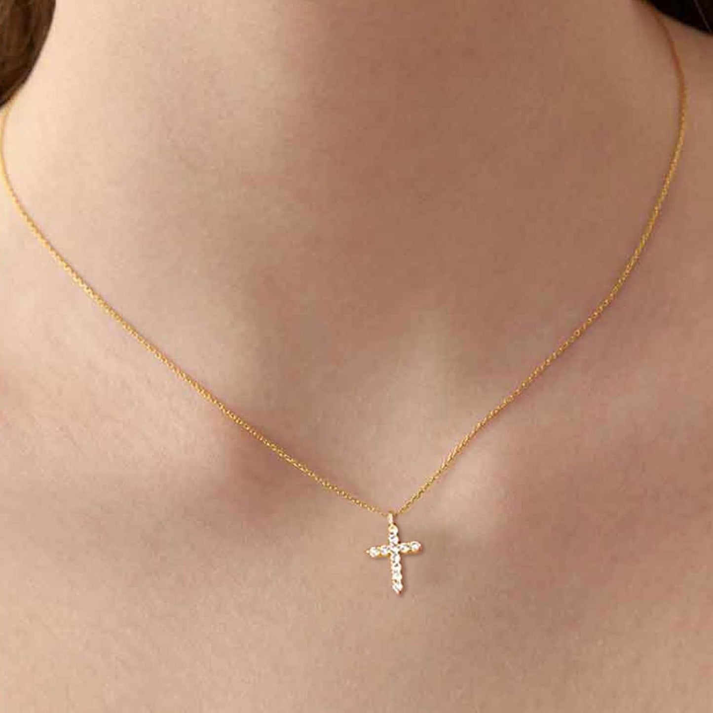 Cross Necklace for Women Gold Jewelry-14K Gold Plated Silver Cross Cubic Zirconia Pendant Necklaces for Women-Trendy Gold Gifts for Women