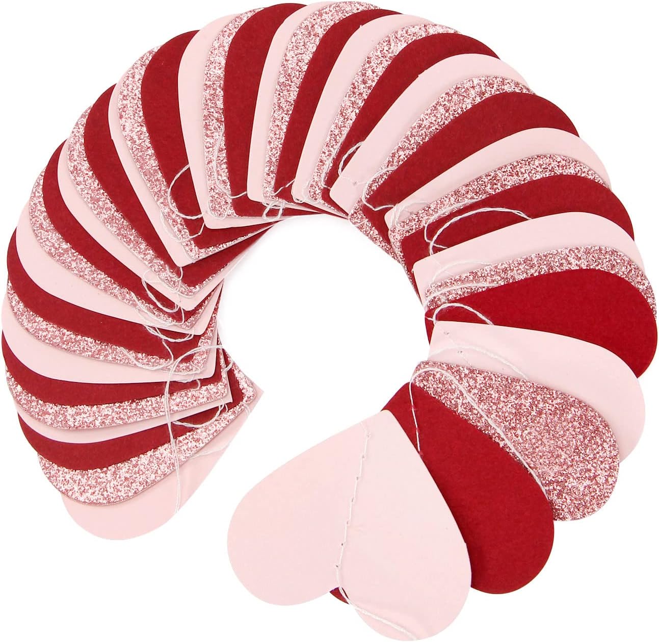 Rose-Gold Pink Burgundy-Red Party-Decorations Garland - 52Ft Heart Paper Streamers Banner
