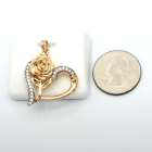 18K Gold Plated Rose Flower Heart Pendant Necklace & Chain Women Jewelry Fashion