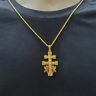 Stainles Steel Jewelry 24K Gold Plated Caravaca Crucifix Cross Pendant w chain