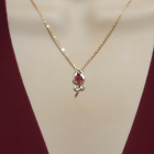 18K Gold Plated Woman Jewelry Rose Flower with pink crystal Pendant Necklace