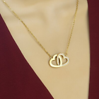 Stainless Steel Set Gold Plated Linked Hearts Necklace & Earrings