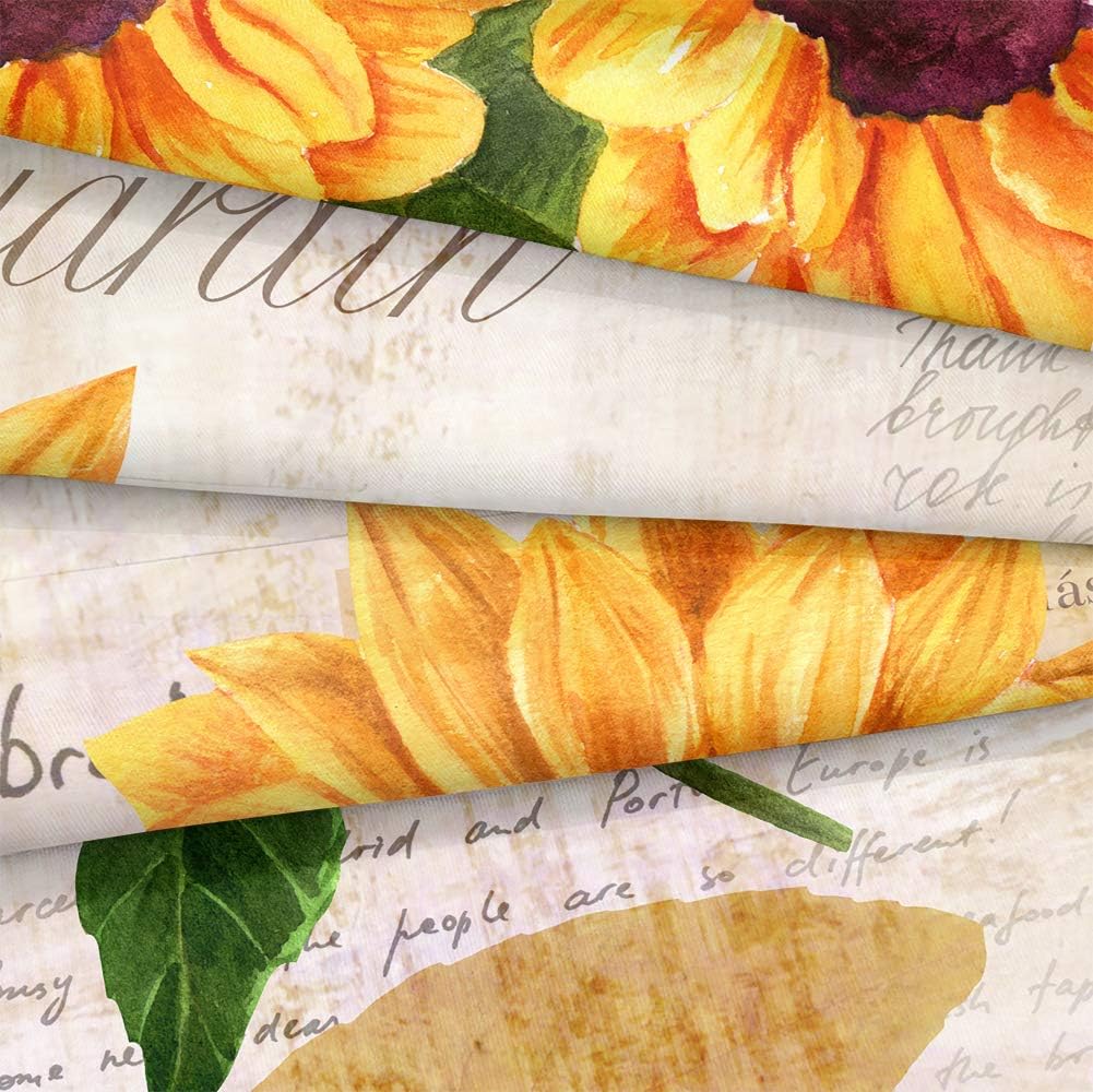 Vintage Sunflower Comforter Letter Sunflower Comforter Set Retro Sunflowers Printed (King, Letter Sunflower)