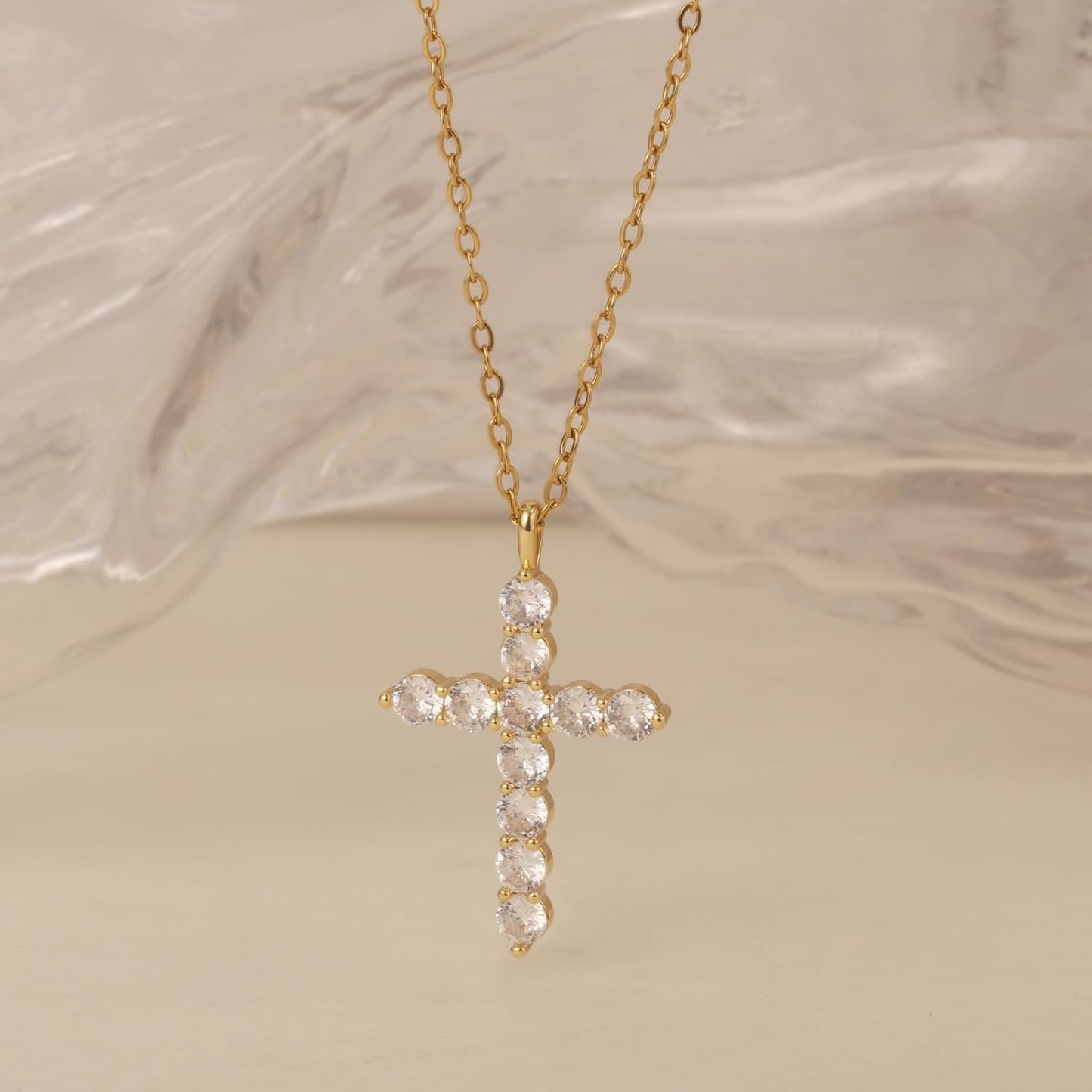 Cross Necklace for Women Gold Jewelry-14K Gold Plated Silver Cross Cubic Zirconia Pendant Necklaces for Women-Trendy Gold Gifts for Women