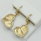 14K Gold Plated Elegant CZ Heart Set Pendant, Earrings & Chain
