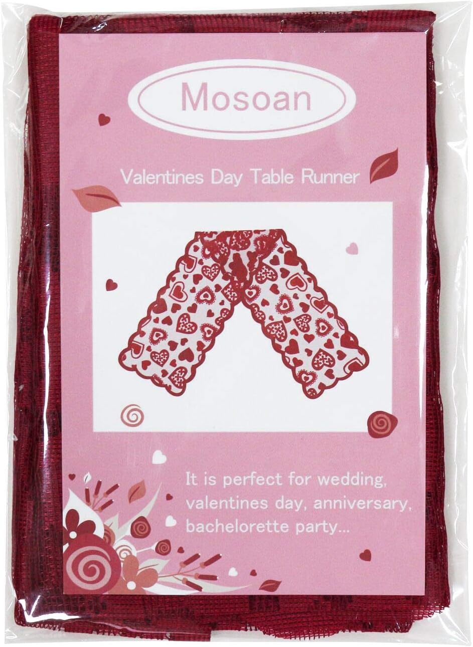 Valentines Day Decor Table Runner - 13 x 72 Inch Red Lace Table Runner for Wedding Party
