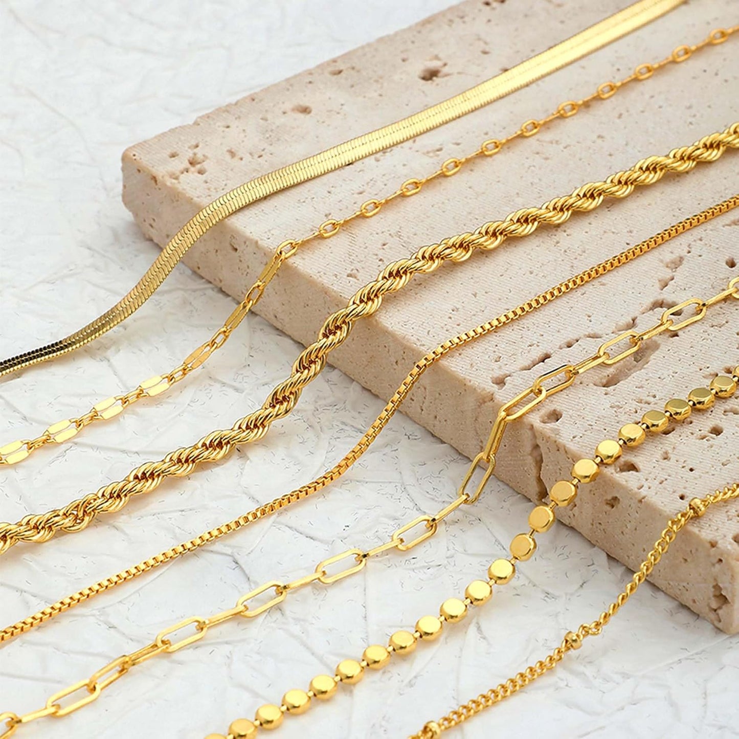 Gold Bracelets for Women,Dainty 14K Gold Plated Stack Set Trendy Stackable non tarnish Paperclip Chain Bracelets Gold Jewelry Sets Gifts for Women