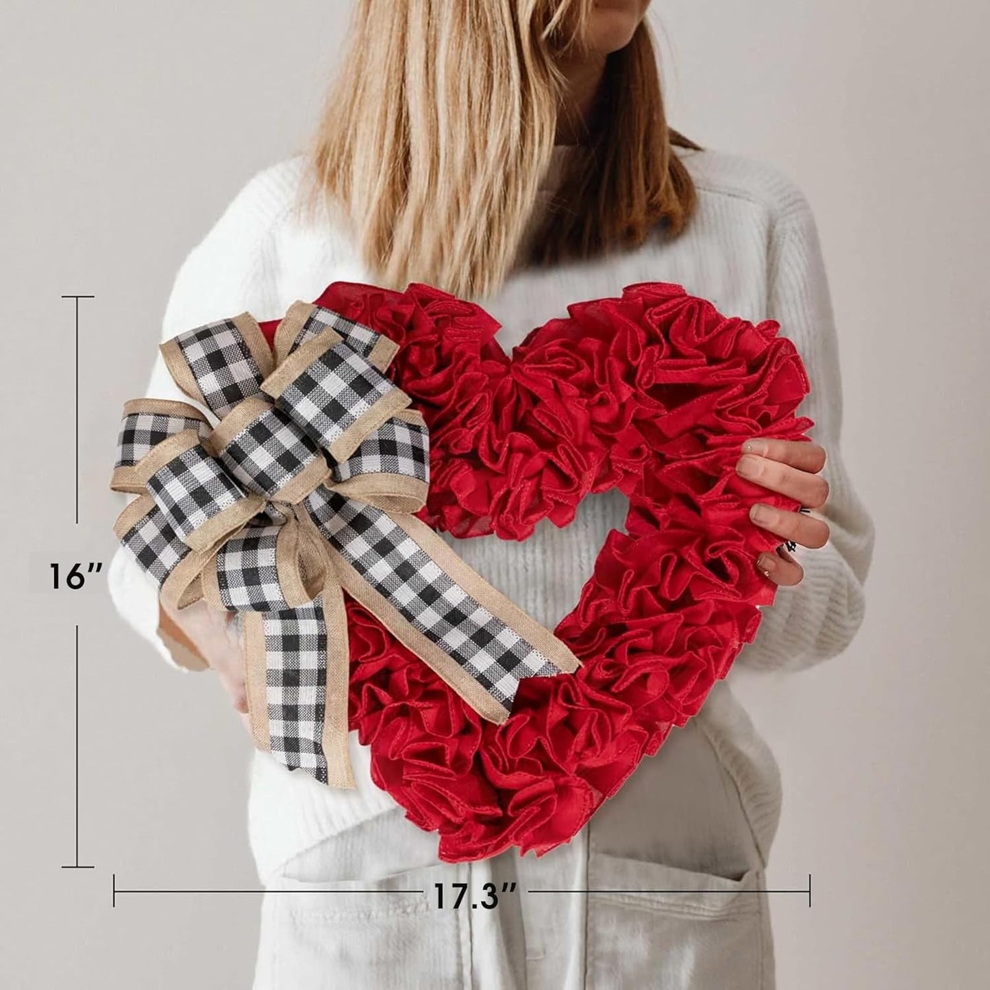 Valentines Day Decor - Wreaths for Front Door Outside 17" Valentine Decorations for The Home Heart Shaped