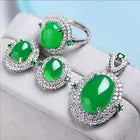 4pcs Set Earrings Ring Pendant Necklace Charm 18K White Gold Plated Jewelry Gifts