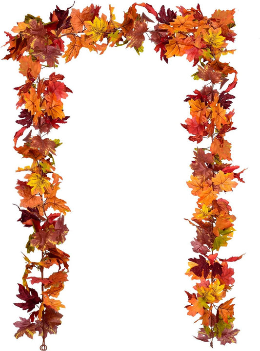 2 Pack Fall Garland Maple Leaf, 5.9Ft/Piece Hanging Vine Garland Artificial Autumn Foliage Garland Thanksgiving Decor