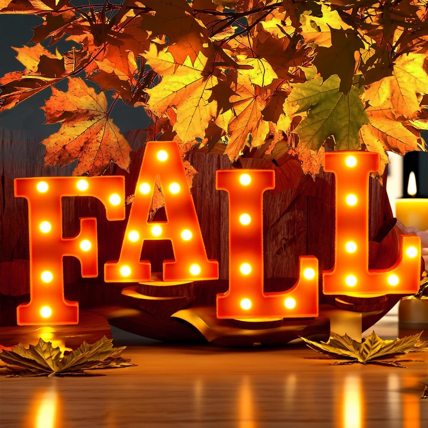 Thanksgiving Decorations 4 LED Marquee Light Up Fall Letters Lights Fall Decorations for Home Fall Decor