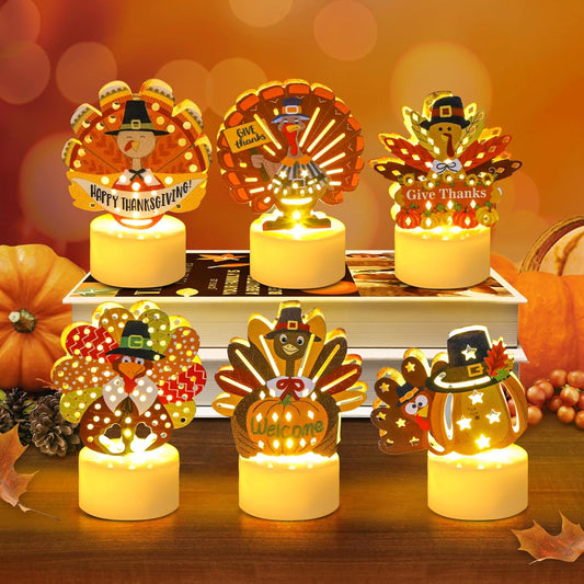 12 PCS Turkey Tea Lights Candles Battery Operated Thanksgiving LED Flameless Tealight Candles