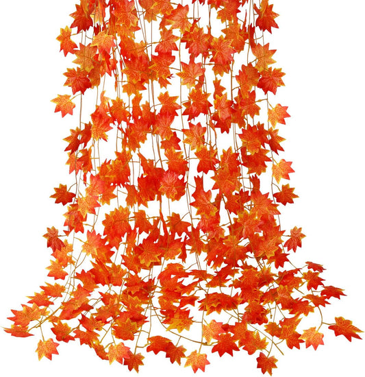 12 Pack Fall Leaf Garland, Hanging Vines Garland Artificial Fall Maple Leaves Garland Thanksgiving Decor