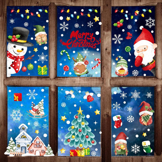 210 Pcs Christmas Window Clings for Glass Double-Side Reusable Cute Winter Holiday Window Stickers Decals Kids Home Decor