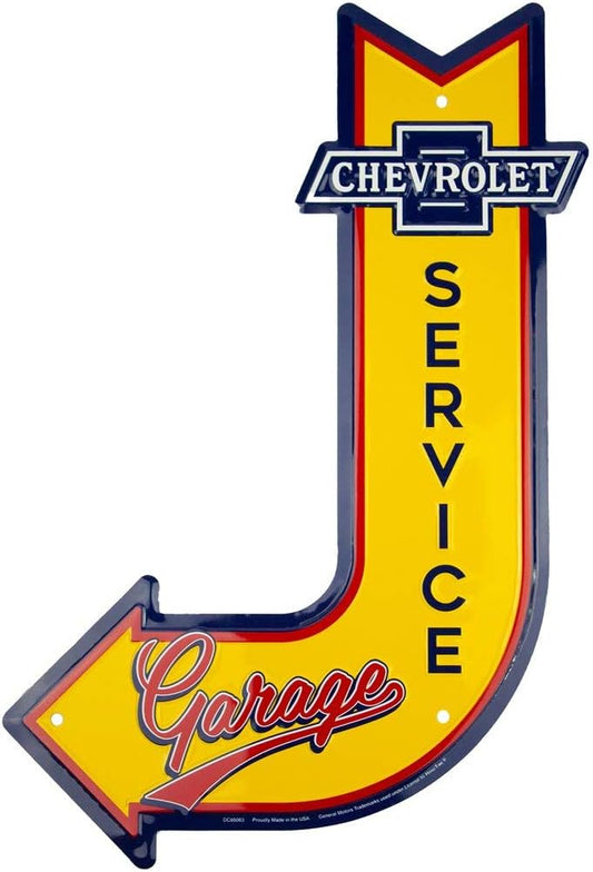 Hangtime Chevrolet Service Garage Sign, Vintage Chevy Metal Automotive Wall Art, 11.5 in. x 17.5 in