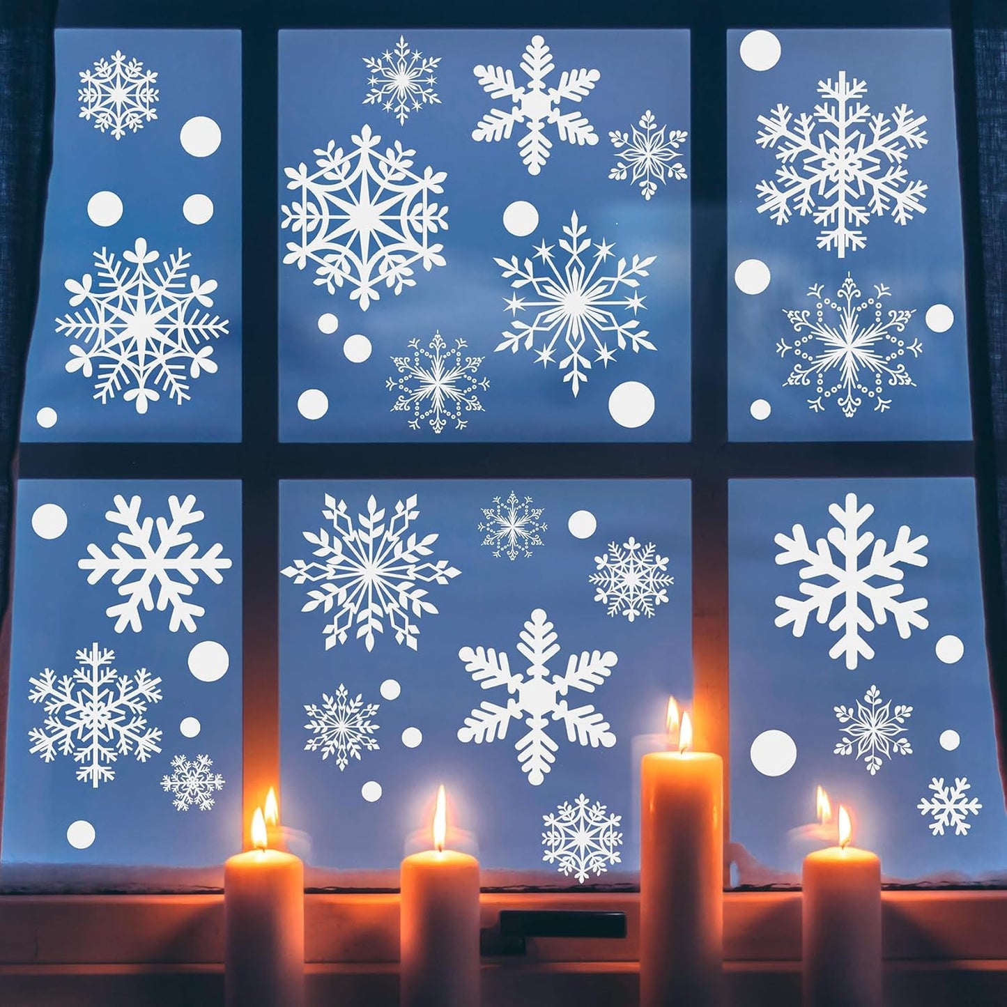 364PCS Snowflake Window Clings, Christmas Window Clings Snowflakes Stickers Decals