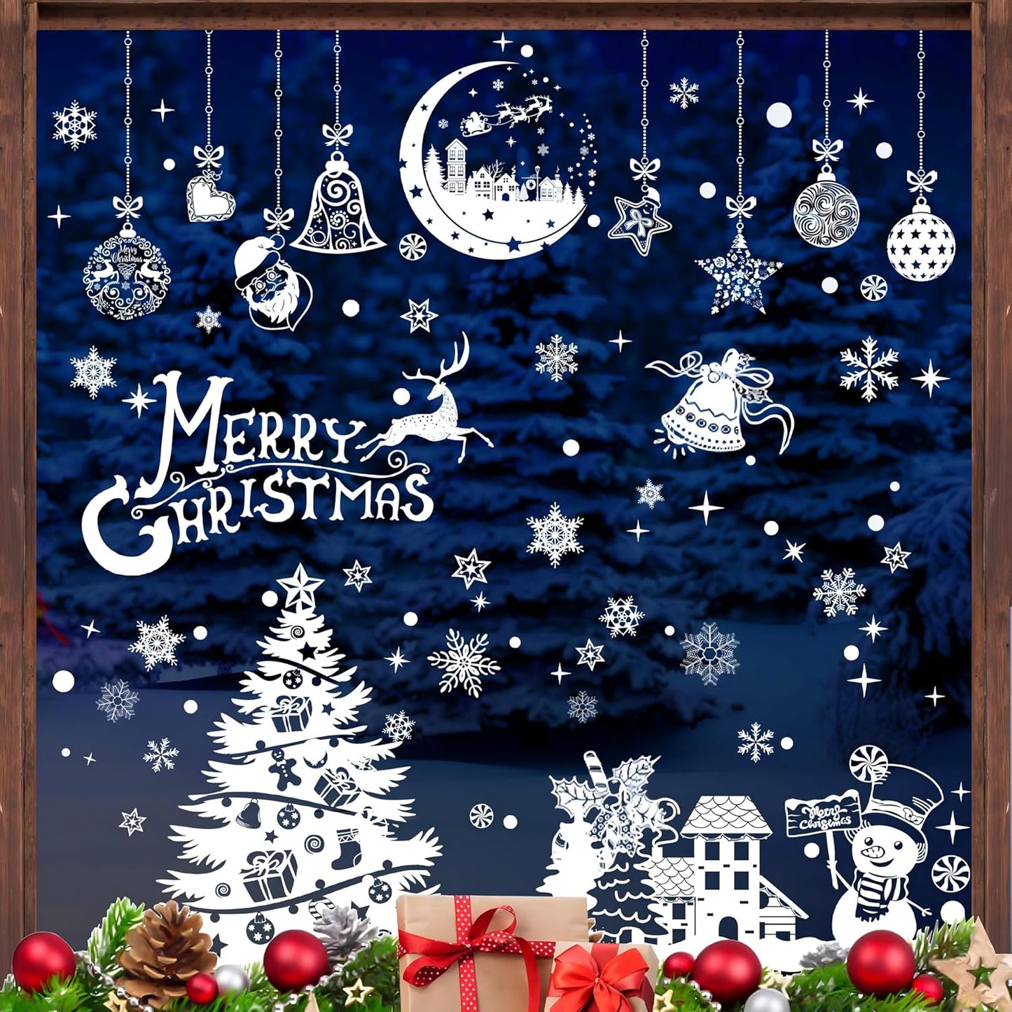 202 PCS Reusable Christmas Window Stickers for Glass